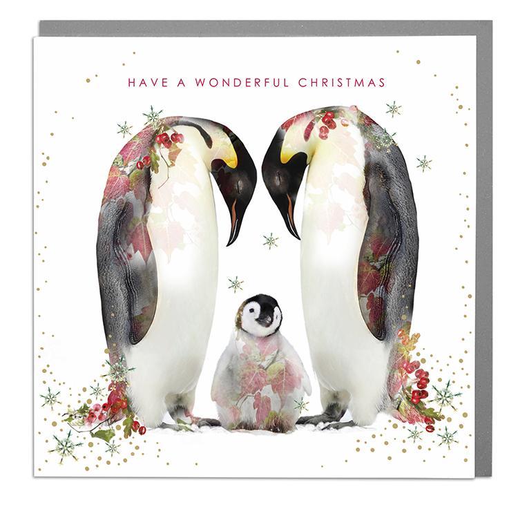 Christmas Card - Penguin Family .