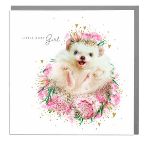 New Baby Girl Hedgehog Card .
