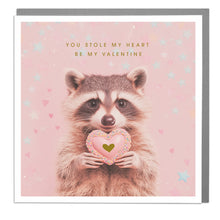 Load image into Gallery viewer, Racoon Stole My Heart Valentine&#39;s Day Card
