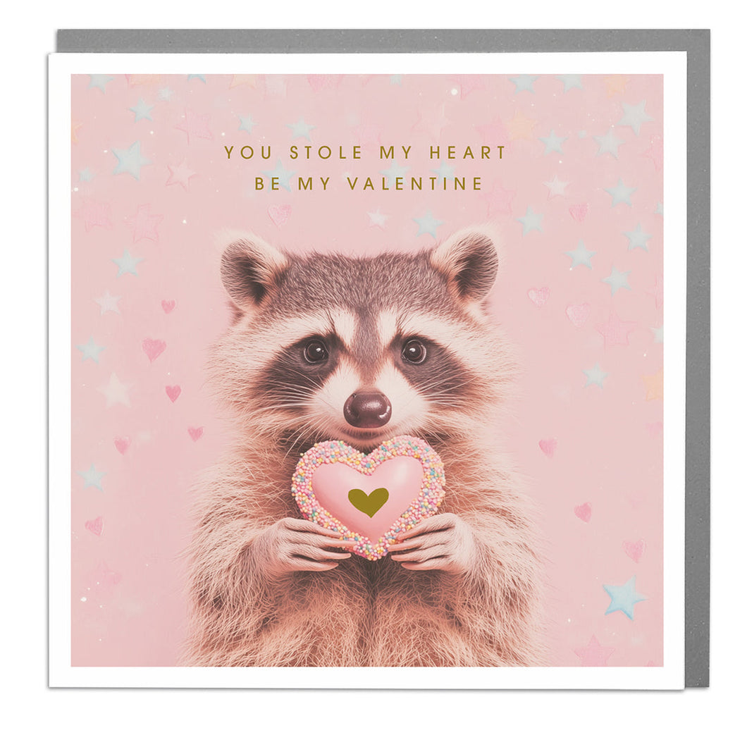 Racoon Stole My Heart Valentine's Day Card