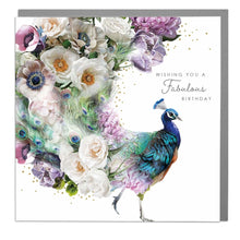 Load image into Gallery viewer, Wishing You A Fabulous Happy Birthday Card Peacock
