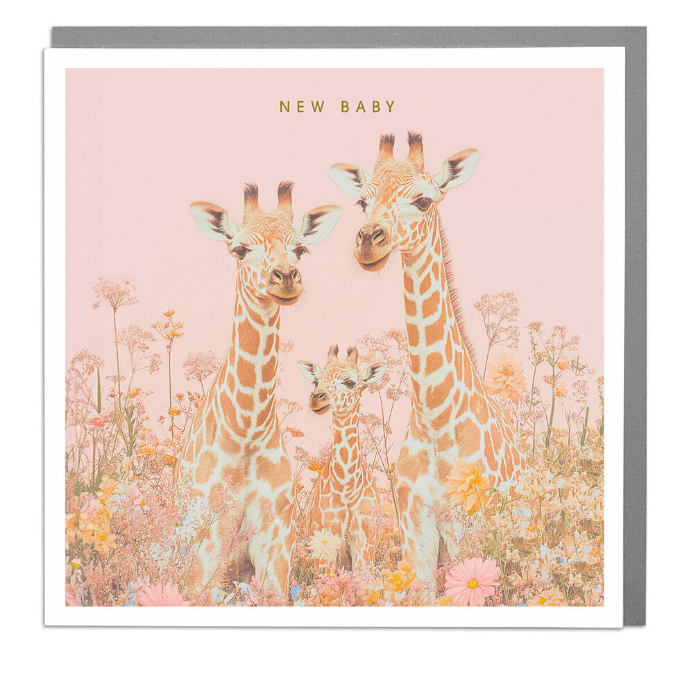 New Baby Card Giraffes Boy Girl