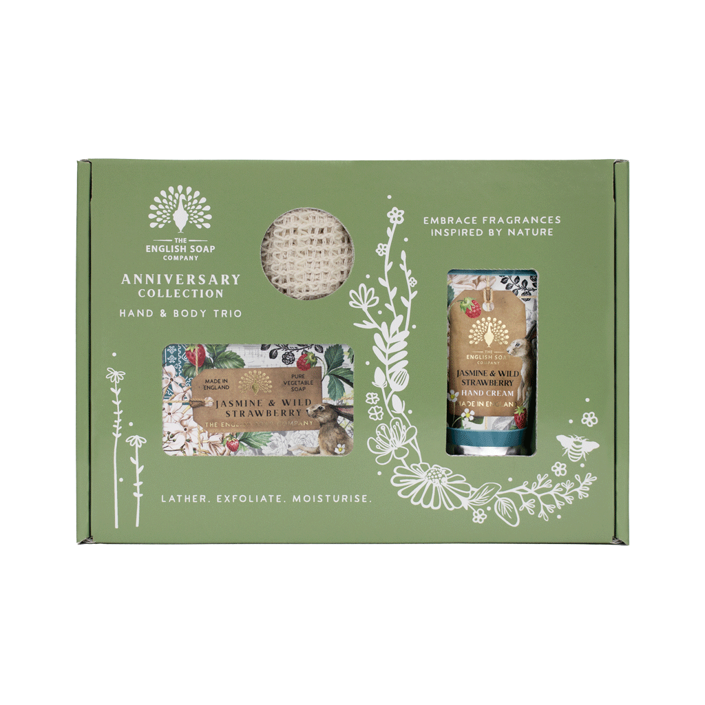 The English Soap Company Anniversary Jasmine and Wild Strawberry Hand and Body Trio
