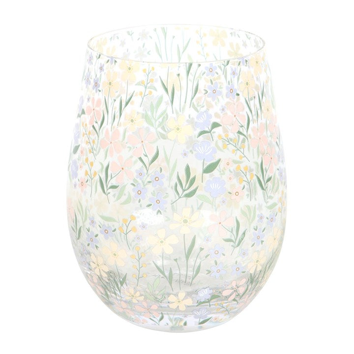 Ditsy Floral Stemless Glass