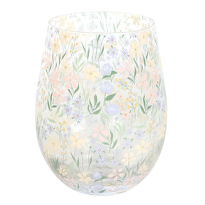 Ditsy Floral Stemless Glass