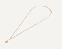 Load image into Gallery viewer, Venus Long Pink Crystal Necklace With Semi-Precious Stone Pendant In Gold-Tone
