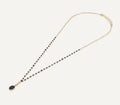Venus Long Black Crystal Necklace With Semi-Precious Stone Pendant In Gold-Tone