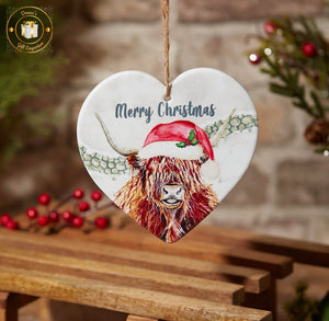 Christmas Highland Cow Heart