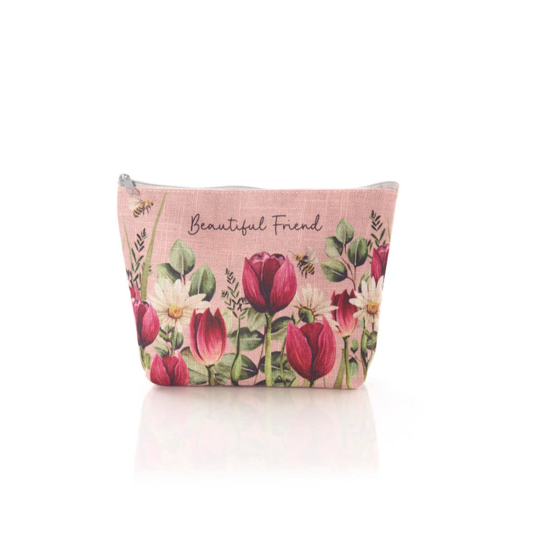 Beautiful Friend Tulip Cotton Canvas Make-Up Bag