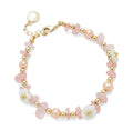 Floral Accents Gold Plated Mother of Pearl Bead Bracelet Pink