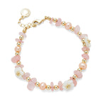 Floral Accents Gold Plated Mother of Pearl Bead Bracelet Pink