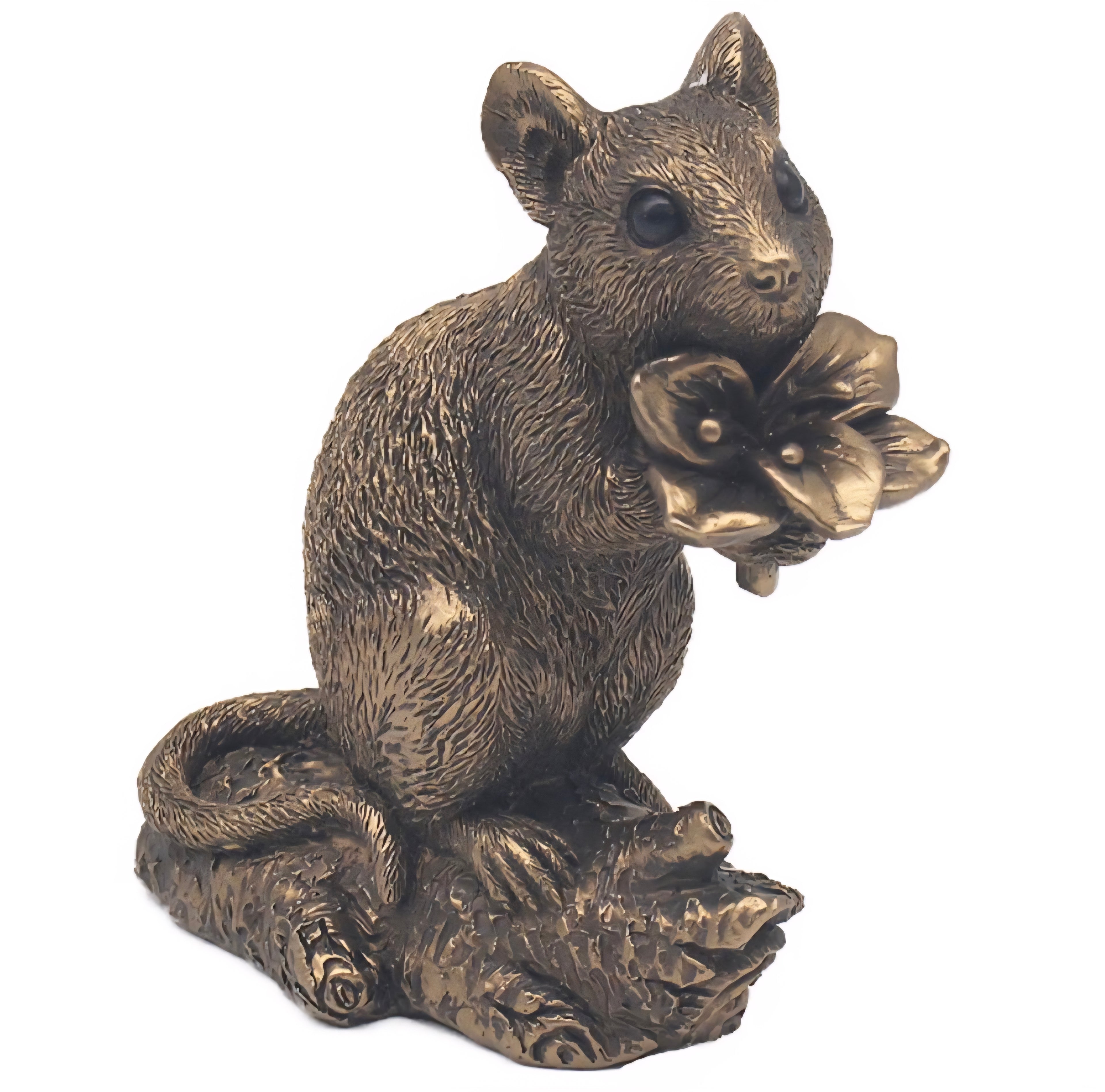 Bronze Mouse With Flower