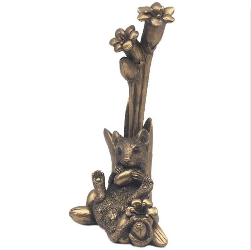Bronze Mouse With Flowers