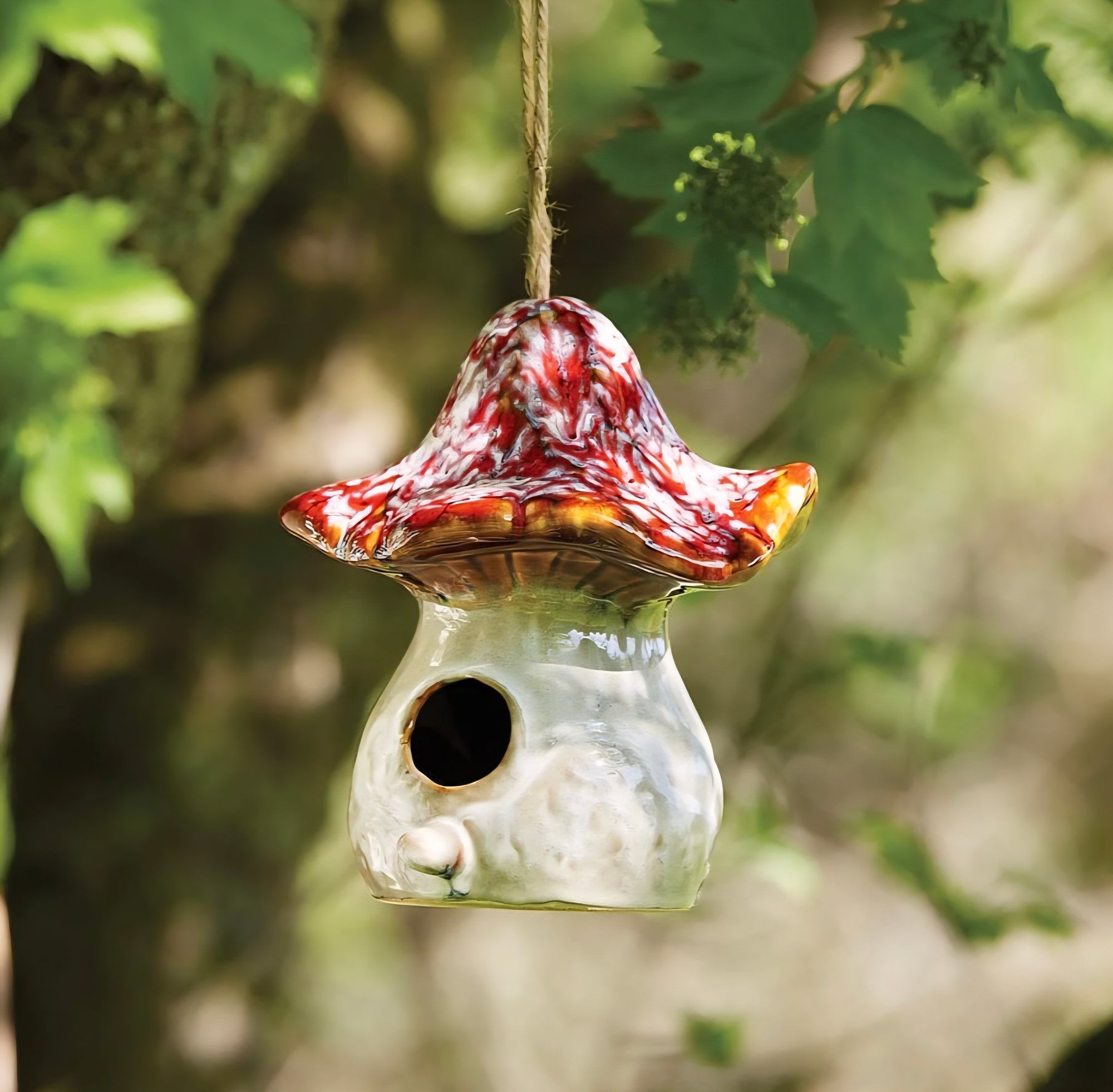 Magical Mushroom Toadstool Bird House Red