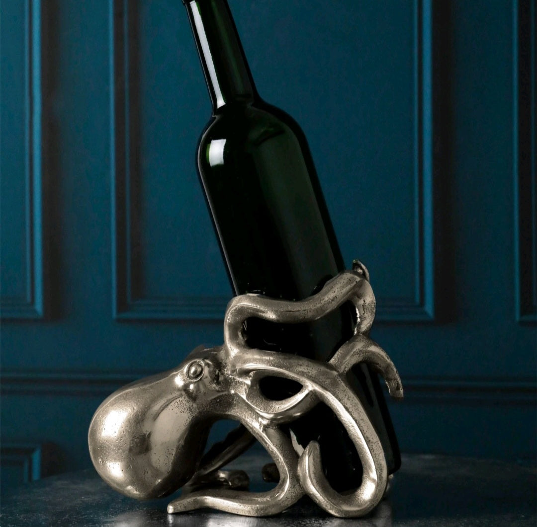 Silver Octopus Wine Bottle Stand