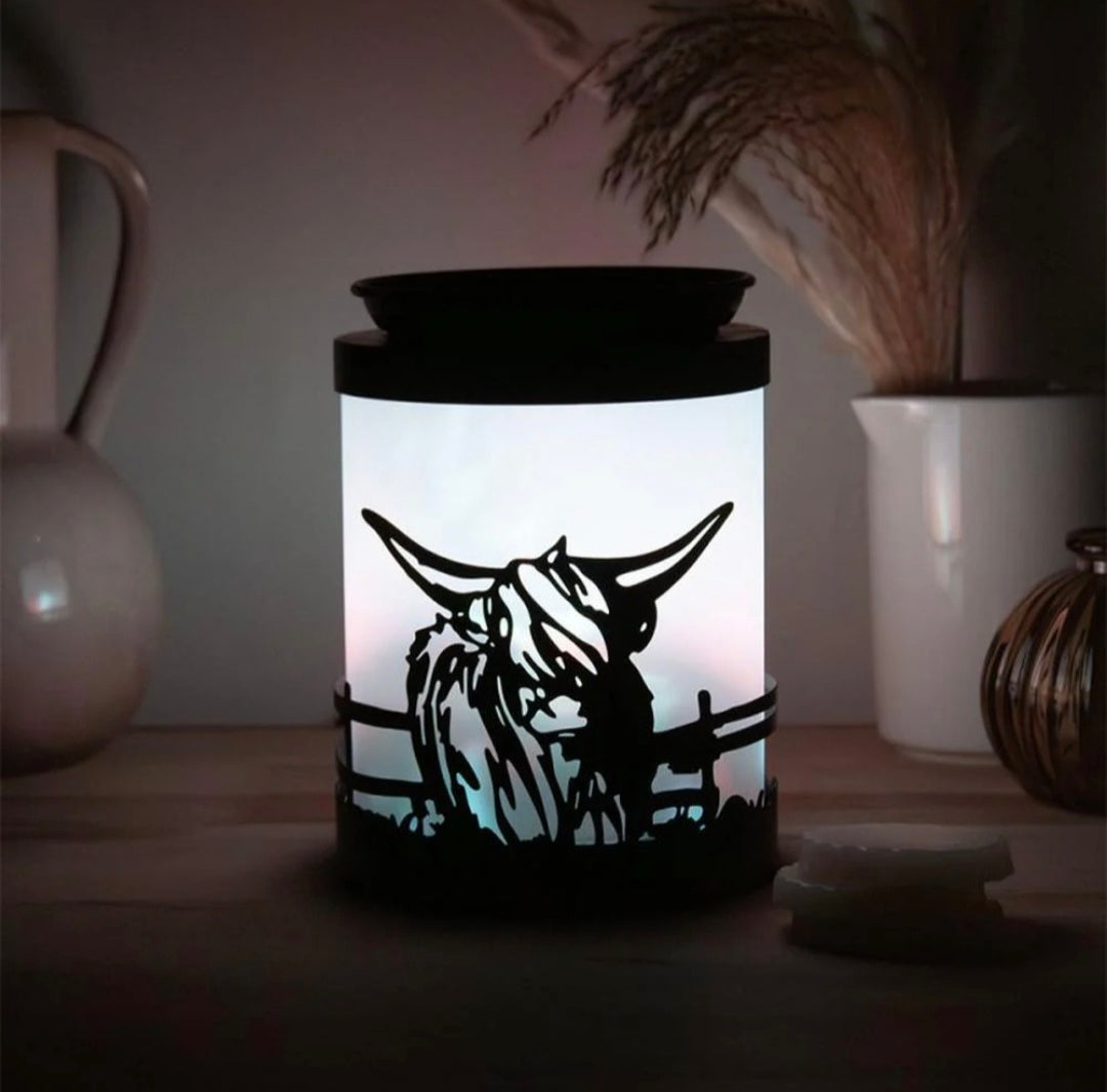 Shiloute Northern Lights Colour Changing Highland Cow Wax Warmer Oil Burner Aroma Lamp