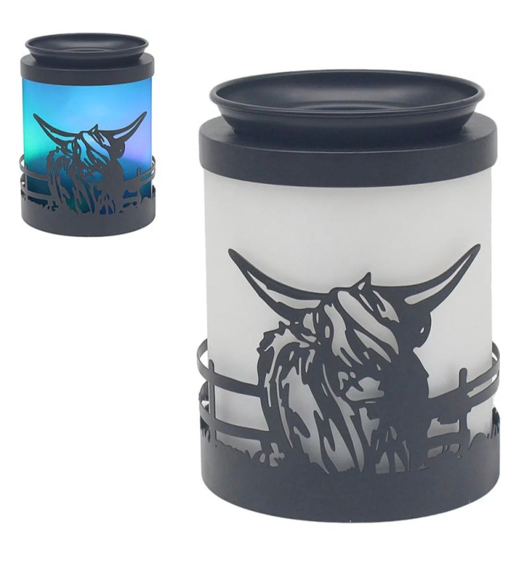 Shiloute Northern Lights Colour Changing Highland Cow Wax Warmer Oil Burner Aroma Lamp