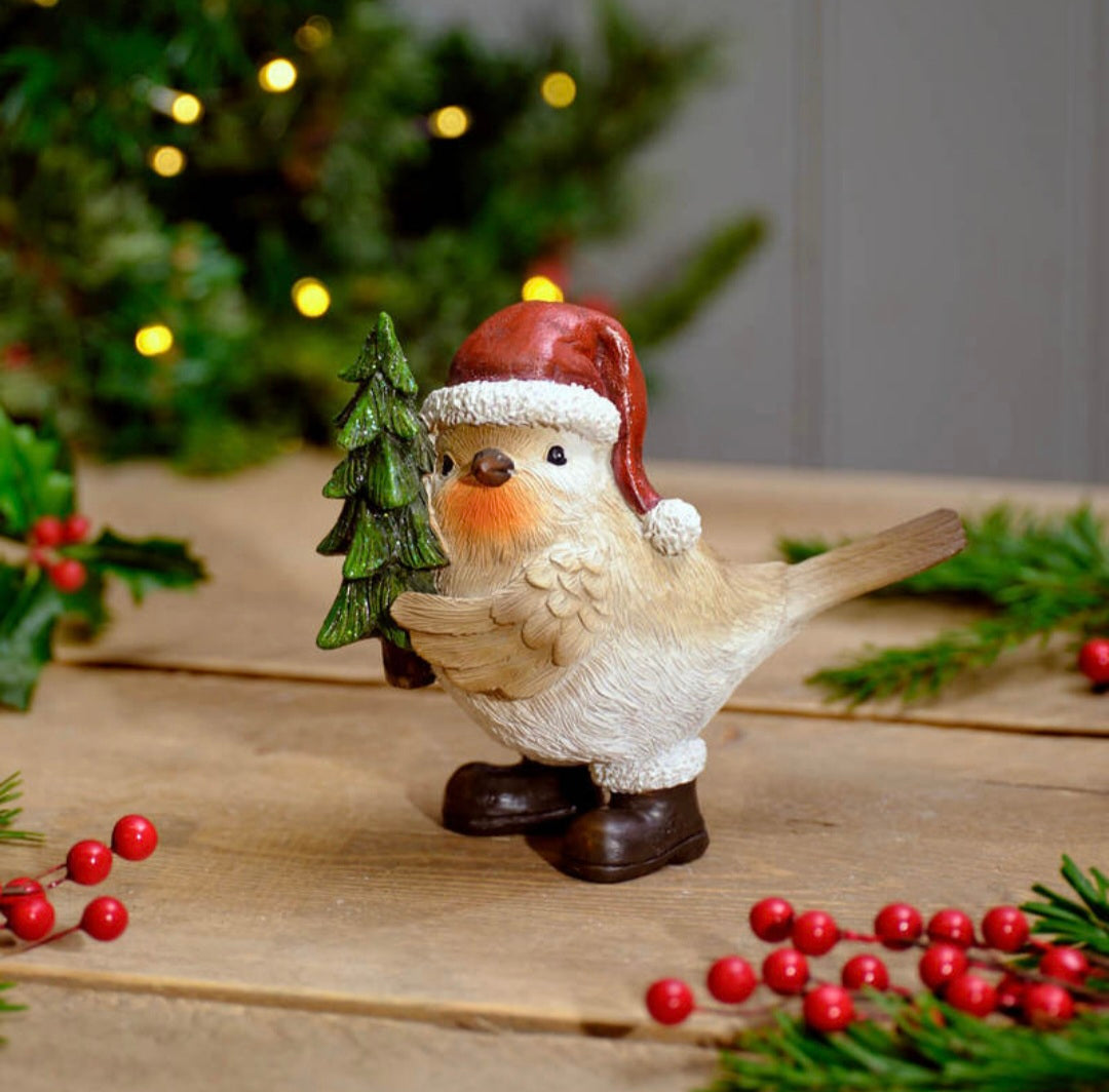 Santa Robin With Tree – Donna's Gift Emporium