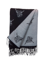Cashmere Highland Cow Scarf - Grey/Black