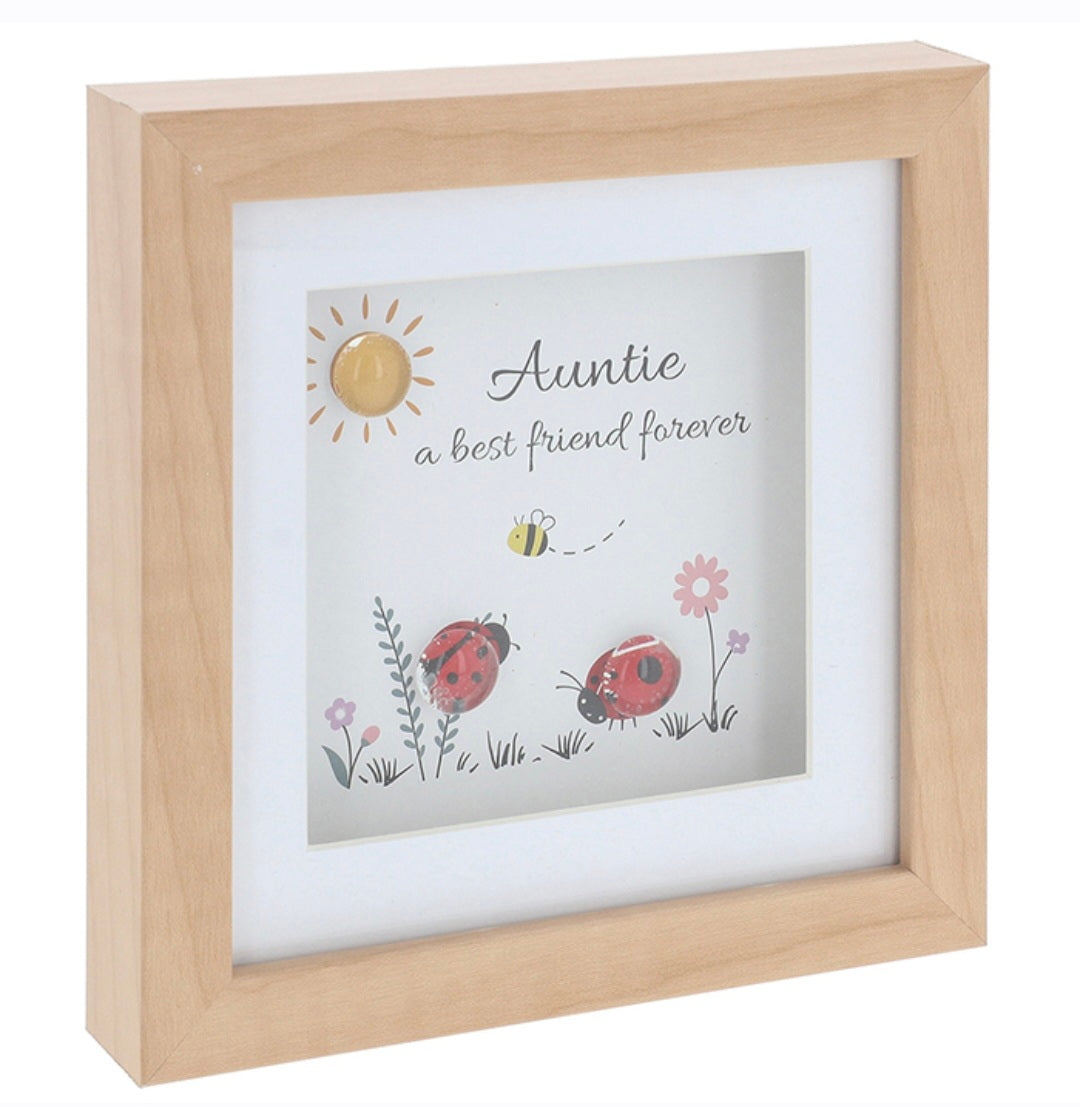 Auntie Square Pebble Glass Plaque