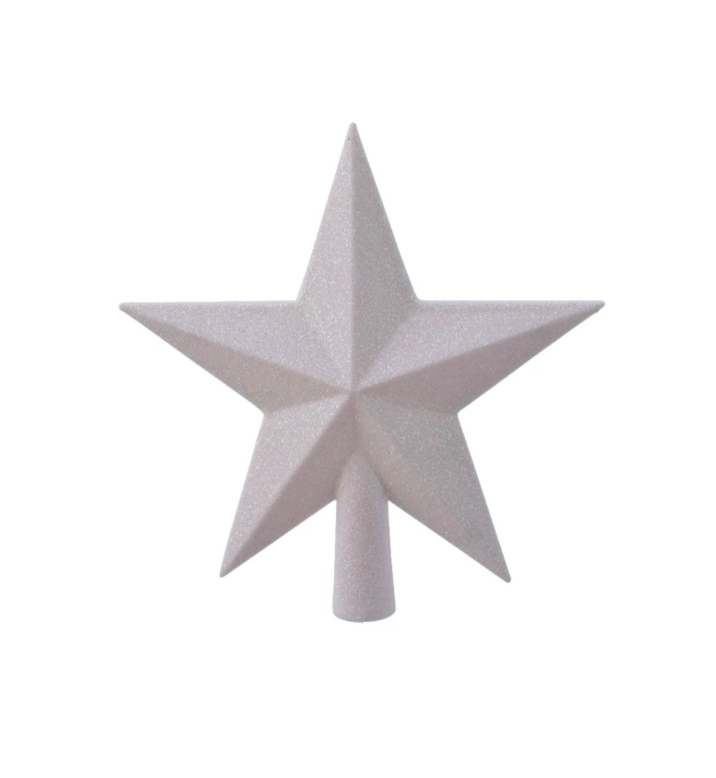 White Iridescent Large Shatterproof Glitter Star Tree Topper