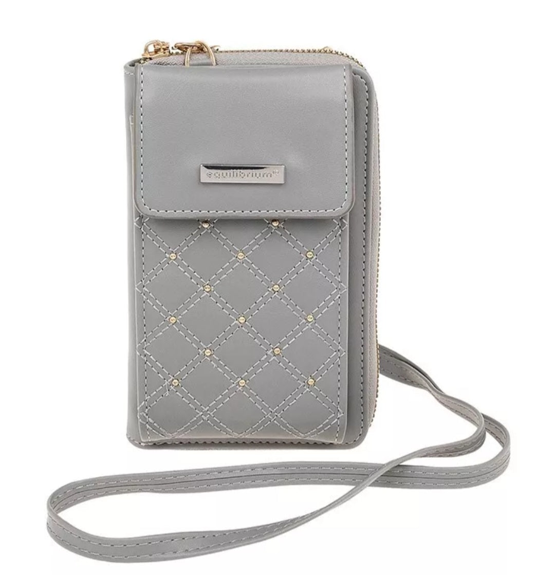 Quilted Mobile Phone Bag and Purse - Grey