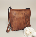 Tan Fringe Tassle Crossbody Bag