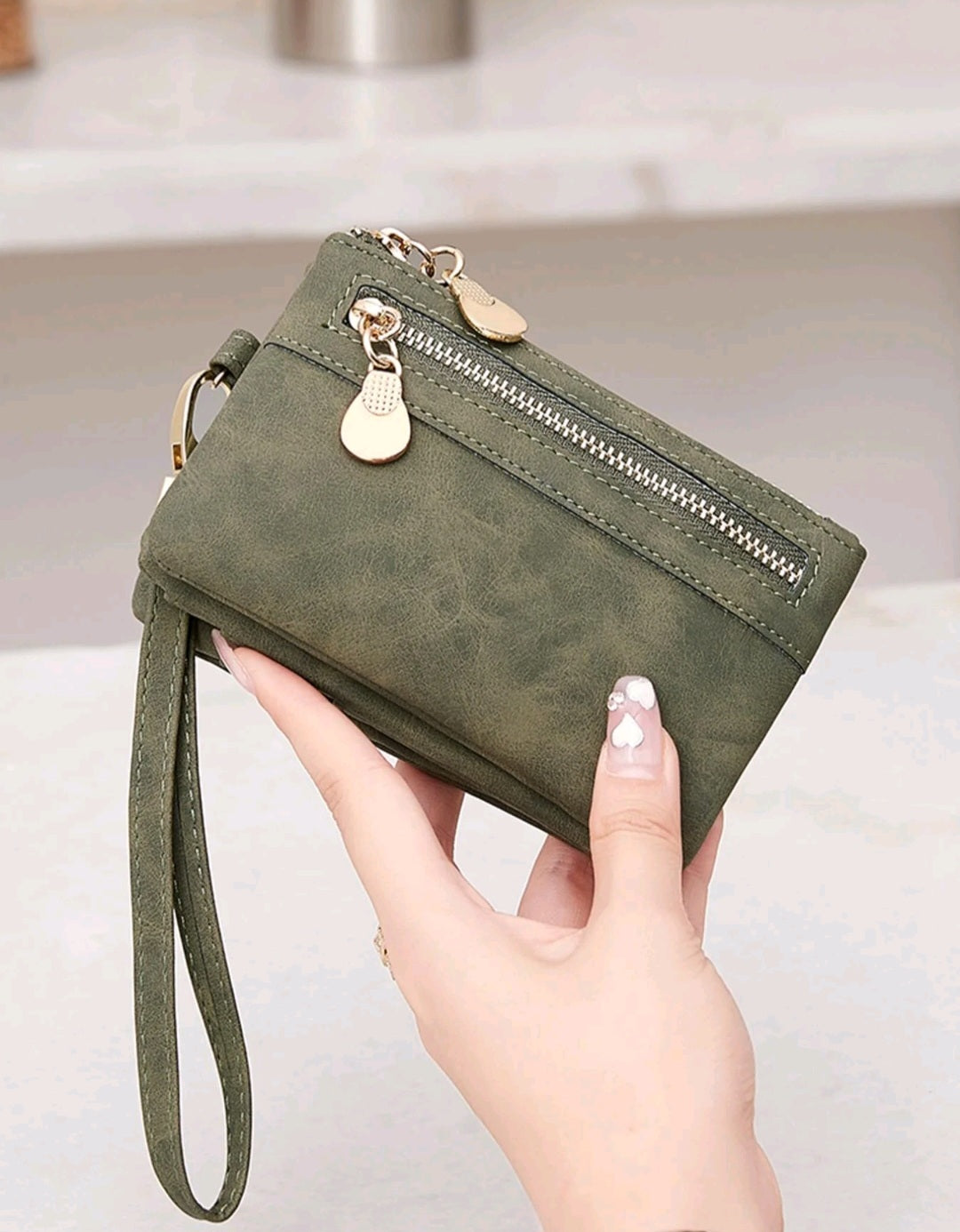 Bifold Zipper Purse Green