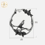 Rose Bird Hoop Earrings