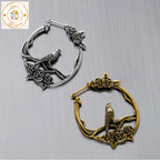 Rose Bird Hoop Earrings