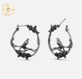 Rose Bird Hoop Earrings