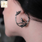 Rose Bird Hoop Earrings