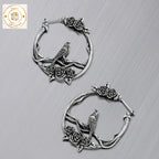 Rose Bird Hoop Earrings