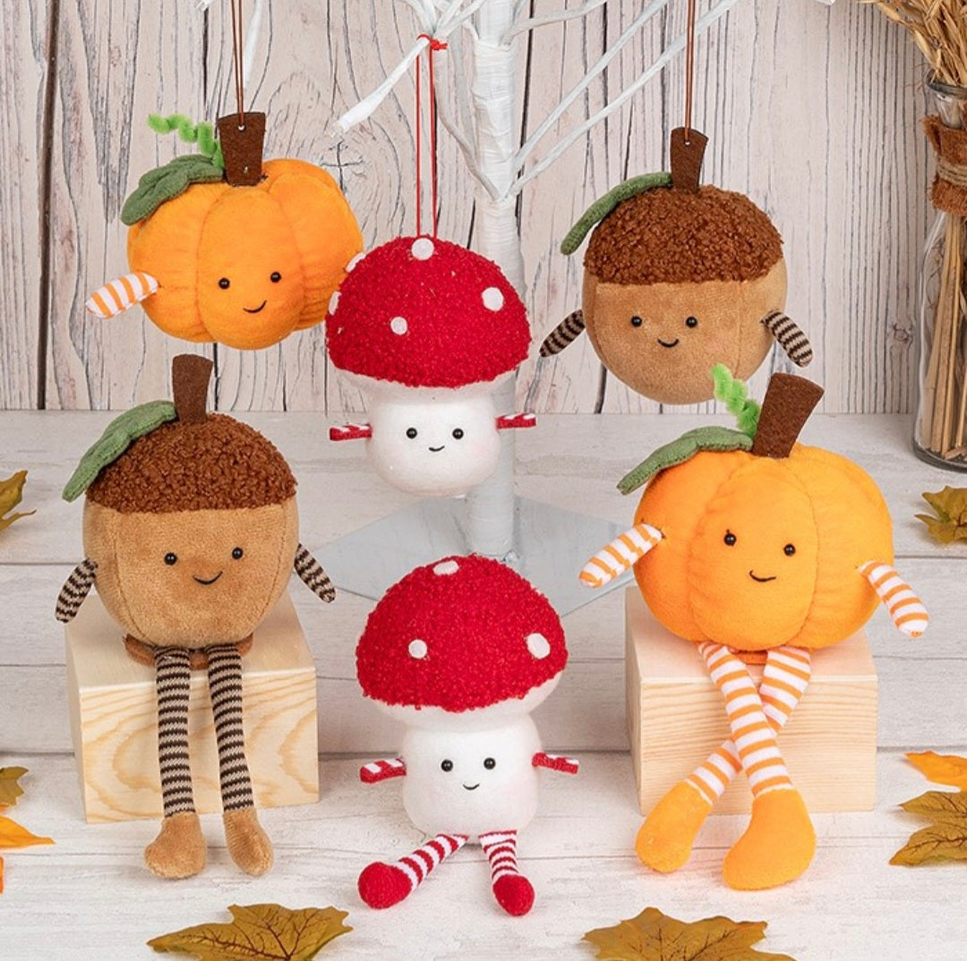 Plush Autumn Pals Shelf Sitters - Acorn - Pumpkin  - Mushroom