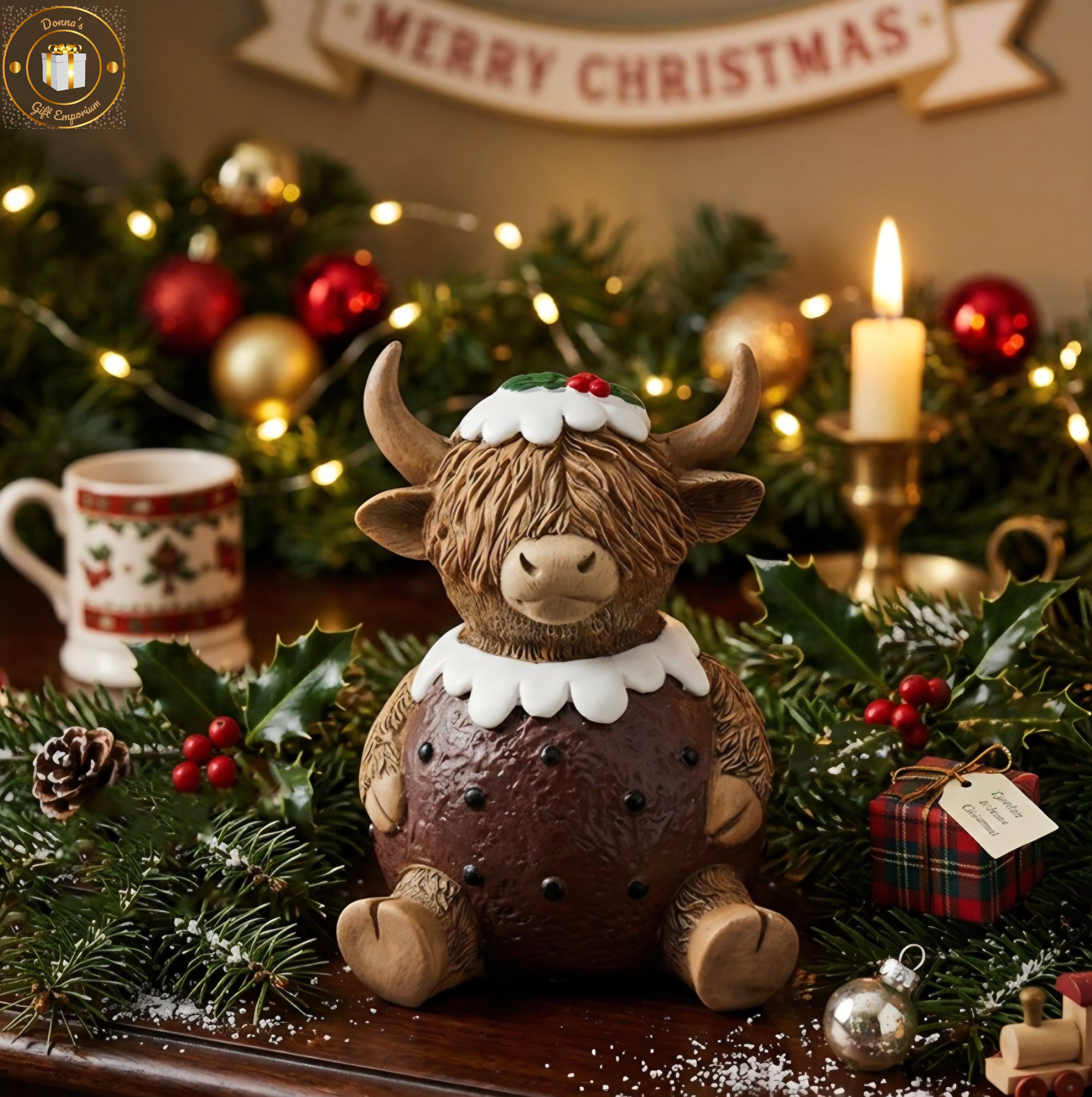 Christmas Pudding Highland Cow *** PRE-ORDER ***