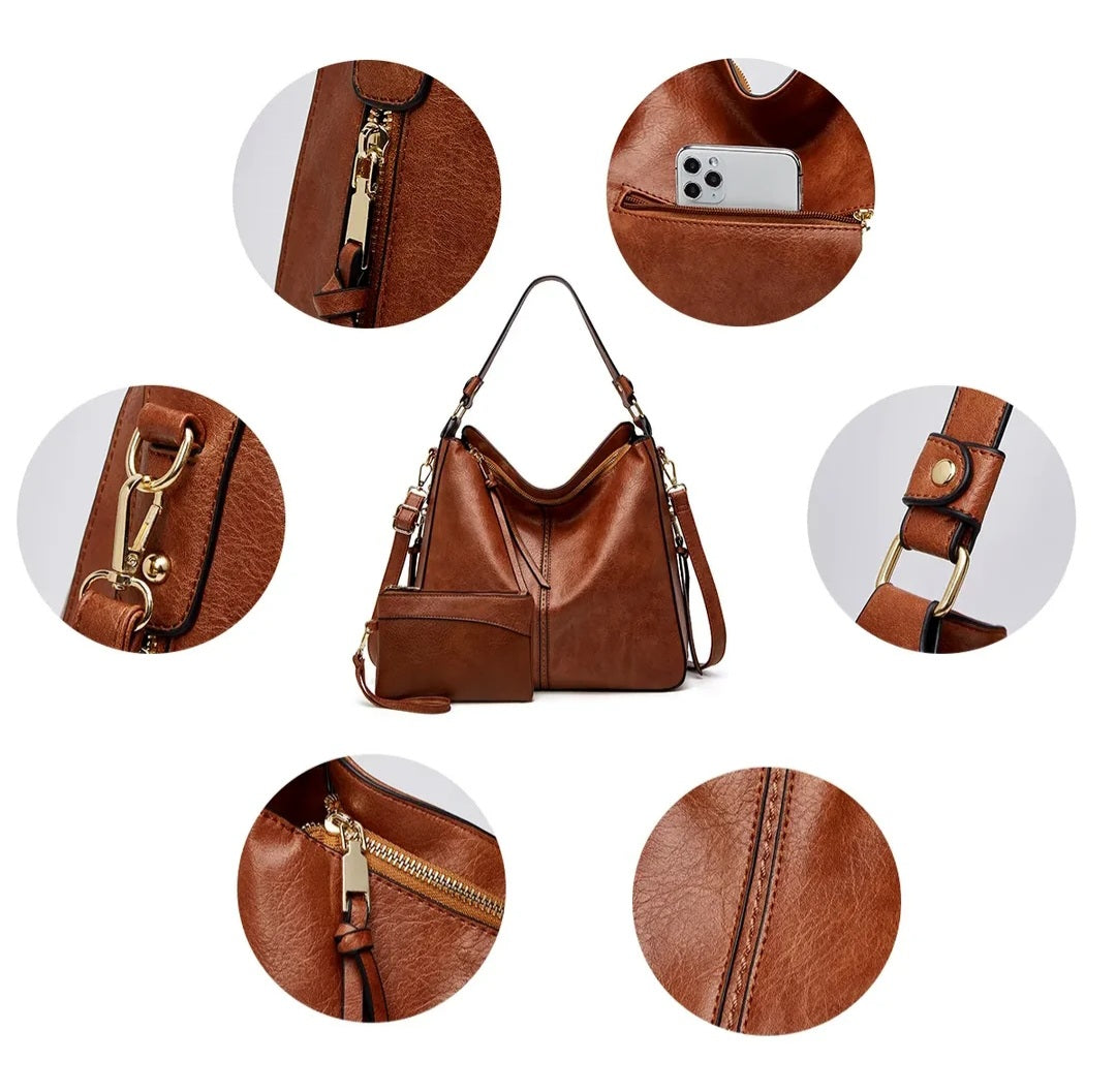 Luxury Leather Hobo Bag Tan