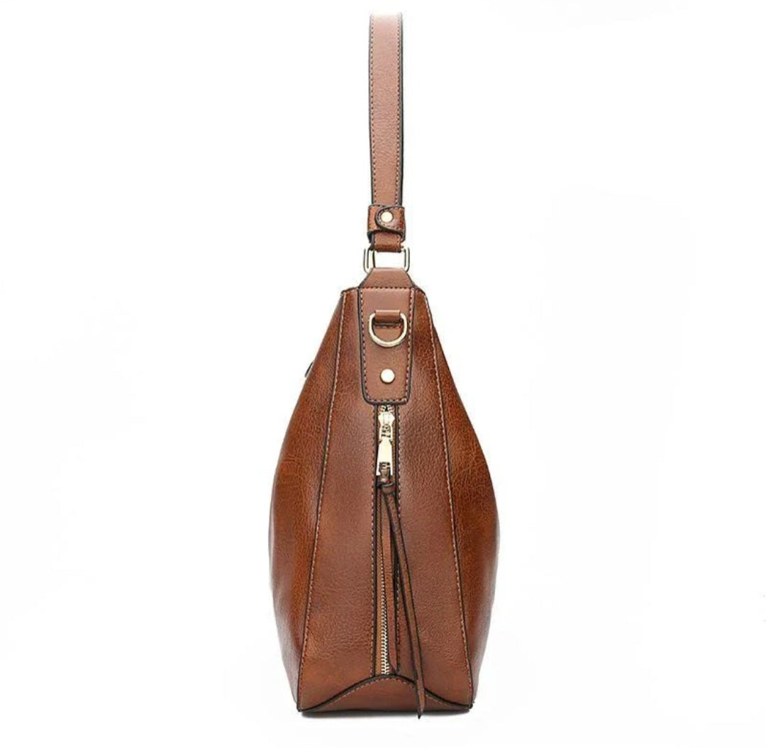 Luxury Leather Hobo Bag Tan