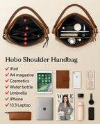 Luxury Leather Hobo Bag Tan