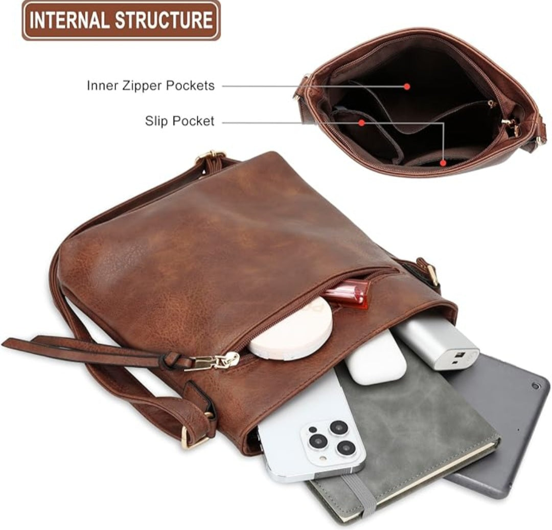 Luxury Leather Crossbody Bag Tan