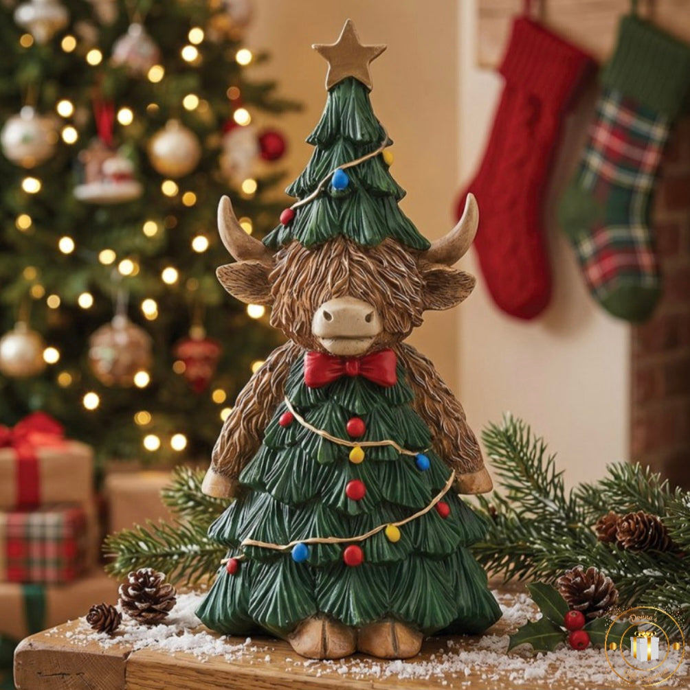 Christmas Tree Highland Cow - Large *** PRE-ORDER ***