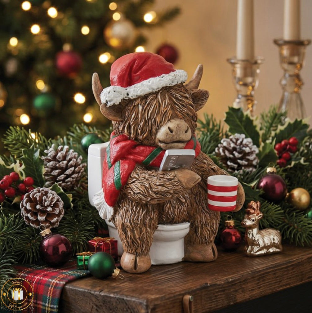 Christmas Highland Cow - Toilet *** PRE-ORDER ***