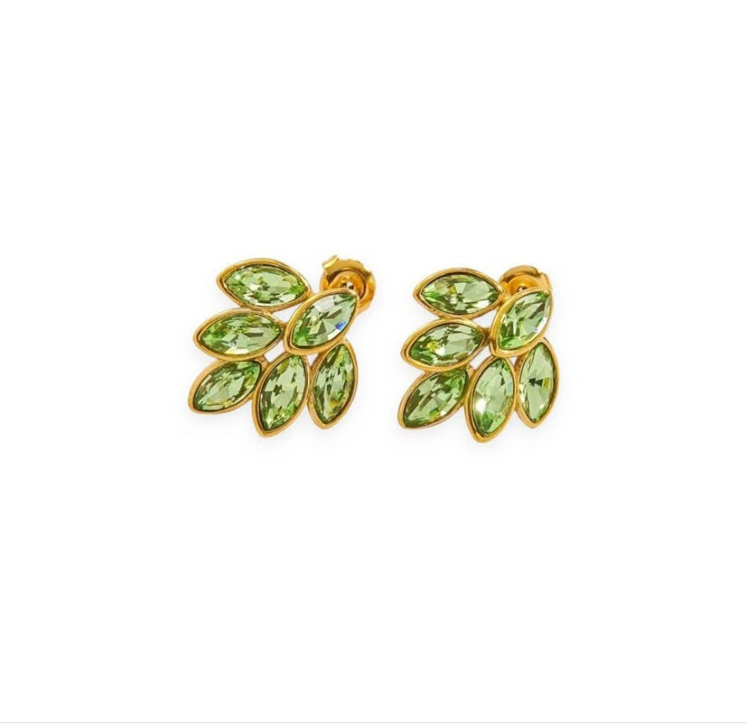Petal Earring in Green & Gold