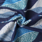 Two Tone Leaves Scarf – Blue - 20% Wool