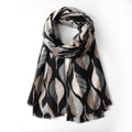 Two Tone Leaves Scarf – Grey - 20% Wool