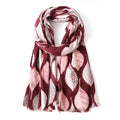 Two Tone Leaves Scarf – Red - 20% Wool
