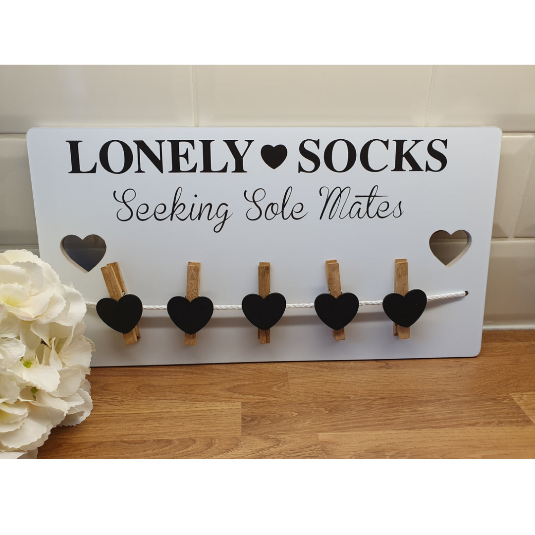 Lonely Socks Seeking Sole Mates - Hanging Plaque