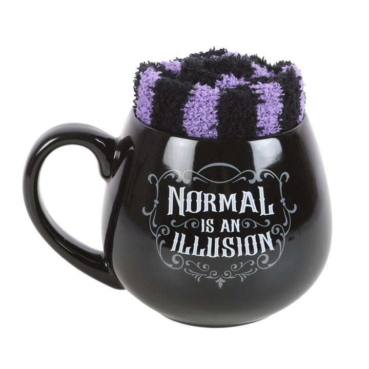 Normal Is An Illusion Gothic Mug & Socks Set