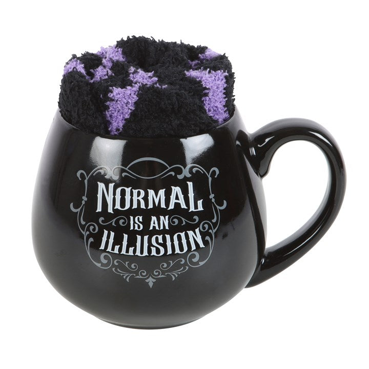 Normal Is An Illusion Gothic Mug & Socks Set