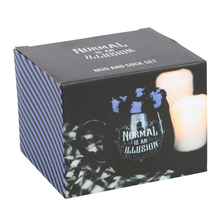 Normal Is An Illusion Gothic Mug & Socks Set