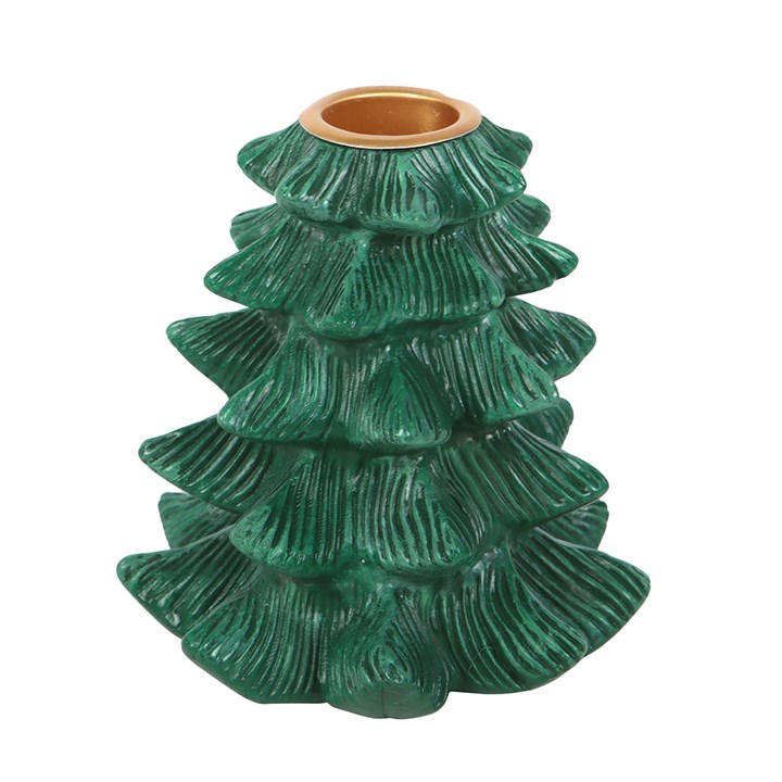 Green Fir Tree Candle Holder With Taper Candle